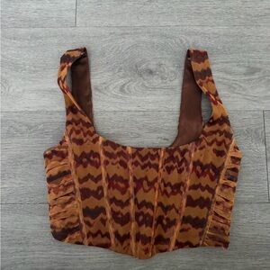Zara Brown and Orange Patterned Crop Top